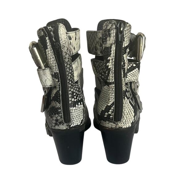 Jeffrey Campbell Caceres Buckle Snake Embossed Ankle Boots Size 6.5 - Picture 5 of 15